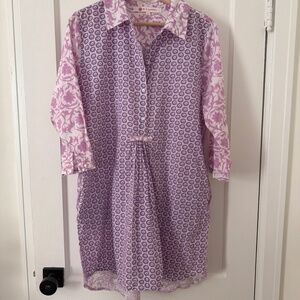 Ro's Garden Brooklyn Tunic Dress Lilac Woman's Size L Coverup Preppy Feminine